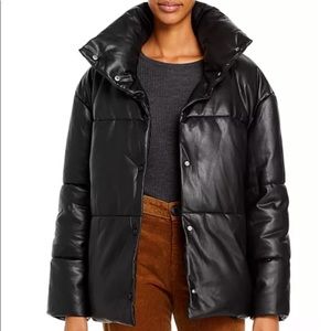 Oversize Faux Leather Puffer Jacket